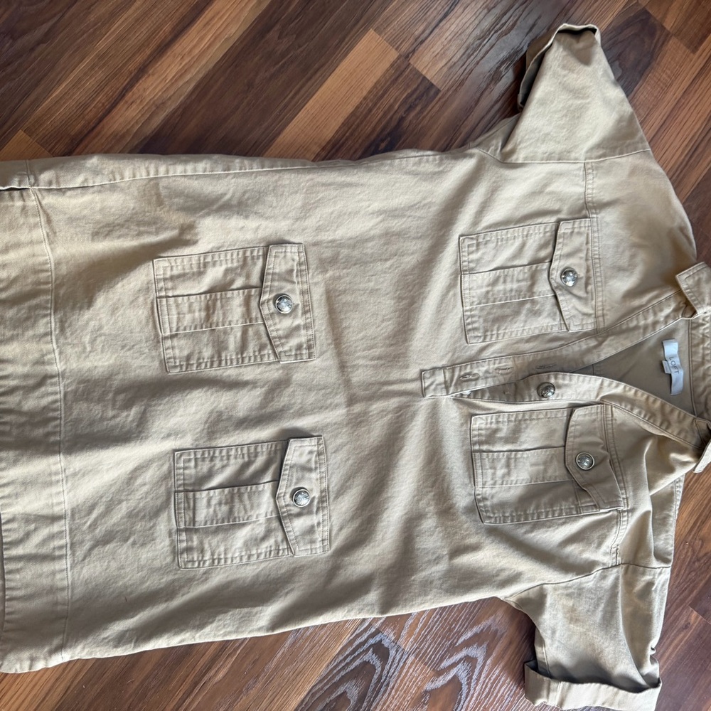 Loft Tan Utility Shirt Dress